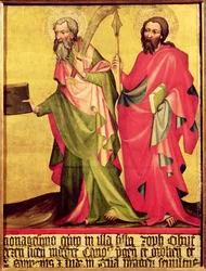 Hl. Bartholomäus und Thomas, rechte Tafel des Epitaphs von Jan von Jeran, 1395